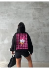 3 iplik şardonlu oversize compact ördek baskılı sweat siyah