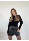 3914 TRİKO GENİŞ KOL CROP KAZAK-SİYAH