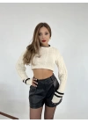 3925 TRİKO SAÇ ÖRGÜ CROP KAZAK-KREM-SİYAH