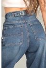 Arkadan tokalı jeans pantolon