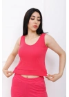 Askılı Kayık Yaka Crop Bady Fuşya - P-020497