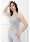 Askılı U Yaka Crop Bady Gri - P-020500