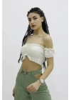 Balon Kol Lastikli Büstiyer Ekru - P-019964