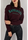 Baskılı Crop Sweat Mor - 0135.159.