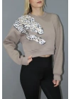 Baskılı Crop Sweat Taba - 211.502.