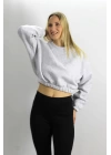 Bel Lastikli Bisiklet Yaka Sweat Gri - 07100