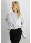 Bel Lastikli Bisiklet Yaka Sweat Gri - 07100