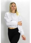 Bel Lastikli Bisiklet Yaka Sweat Gri - 07100