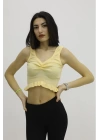 Bel Lastikli Triko Bluz Hardal - P-019708