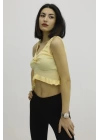 Bel Lastikli Triko Bluz Hardal - P-019708