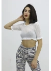 Bel Lastikli Triko Bluz - P-019803EKRU