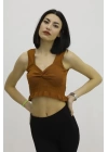Bel Lastikli Triko Bluz Taba - P-019708