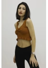 Bel Lastikli Triko Bluz Taba - P-019708