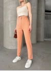 Beli lastikli karamel pantolon