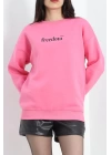 Bisiklet Yaka Baskılı 3 İplik Sweat Pembe - 20503.1878.