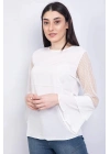 Bisiklet Yaka Bluz Ekru - P-018626