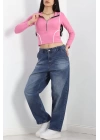 Biyeli Yarım Fermuarlı Body Pembe - 40078.1855.