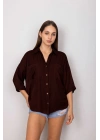 Cepli salaş gömlek koyu kahve t1010
