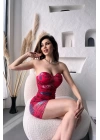 Çiçek Desenli Drapeli Mini Dilber Elbise