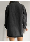 Çift Cepli Oversize Denim Gömlek Ceket