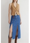 Çift yırtmaçlı jean etek s140