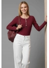 Çıtçıt Detaylı Bluz Bordo T4343