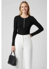 Çıtçıt Detaylı Bluz Siyah T4343