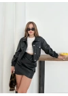 Crop bomber deri ceket siyah st2551985