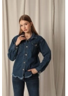 Denim Kumaş Cep Detay Püsküllü Kadın Mavi Kot Ceket