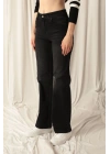Denim Kumaş Wide Leg Kadın Siyah Kot Pantolon