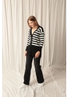 Denim Kumaş Wide Leg Kadın Siyah Kot Pantolon