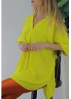 Dokuma V yaka Bluz Sarı - 1297.85