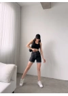 Duble Paça Yıkamalı Denim Şort