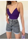 Duble Paça Yıkamalı Denim Şort