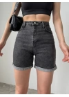 Duble Paça Yıkamalı Denim Şort