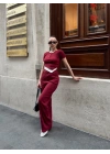 Düğme yakalı bordo alt üst takım s3943