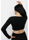 Düğmeli Mini Crop Bady Siyah - P-020494