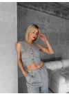 Essential yelek pantolon takım gri s255254