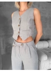 Essential yelek pantolon takım gri s255254