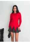 Eteği kloş crep mini elbise s1267