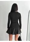Eteği kloş crep mini elbise s1267