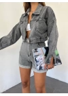 Fermuarlı Çift Cepli Denim Ceket