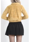 Fermuarlı Crop Peluş Sweat Camel - 9060.1153.