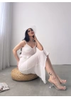 Fırfır Detaylı Crop Bluz Ve Etek Triko İkili Takım