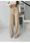 Fitilli şardonlu pantolon bej a4058