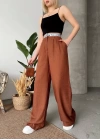 Flamlı kahve pantolon