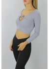 Gitilli Dekolteli Bluz Gri - 98797