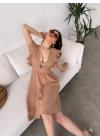 Göğüs Dekolteli Kolları Volanlı Elbise