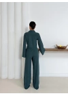 Gömlek yaka kaplama düğmeli takım petrol yeşili st265866