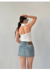 Gömlek Yaka Önü Düğme Detaylı Bluz
